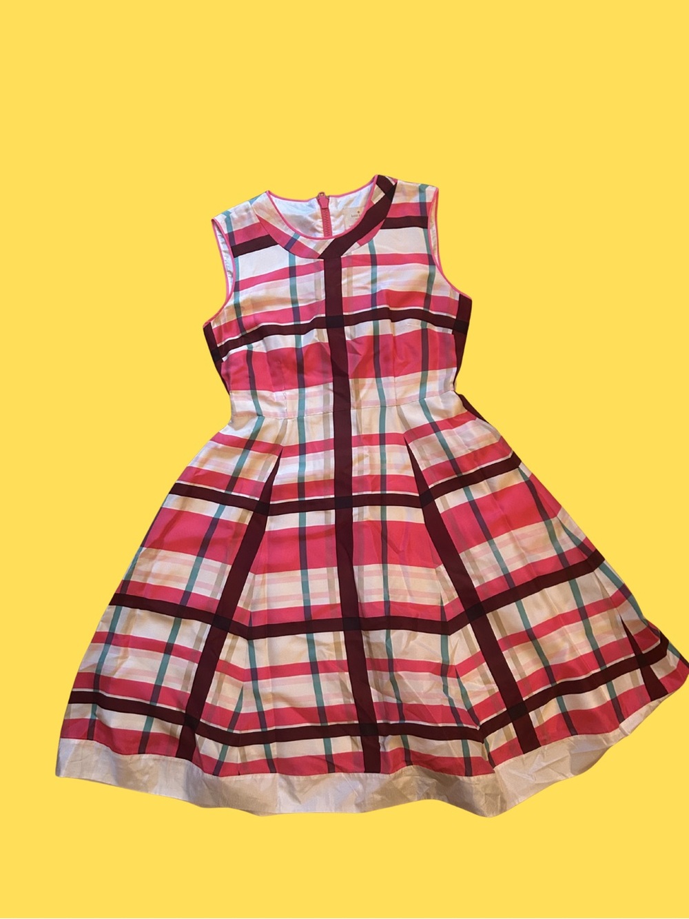 kate spade Pink Plaid Sleeveless Midi Dress